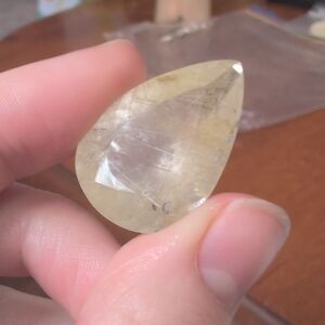 Large Gold Rutilated Quartz Teardrop Facet